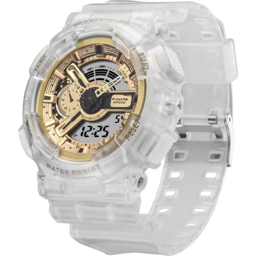 RGTOPONE High Quality Transparent Mens LED Digital Watch Shock Military Army Watches Outdoor Sports Multi-function Waterproof