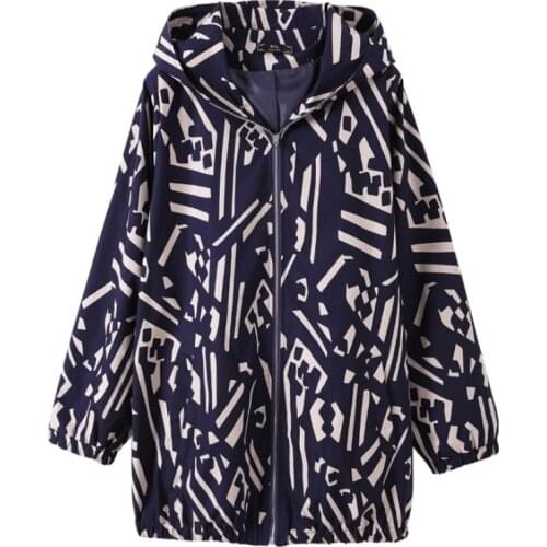 Plus Size 10XL 9XL 8XL 6XL Women Spring Autumn Long Sleeves Jackets Femme Printed Hooded Tops Womens Jackets And Coats For Mujer