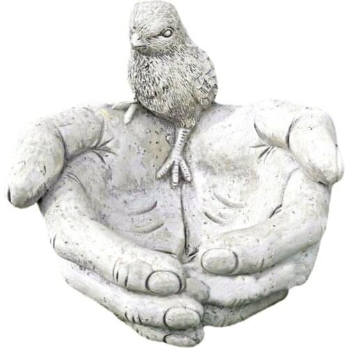 Hand Shaped Bird Feeder Resin Garden Statue Sculpture Outdoor Decorations for Patio Porch Pathway Yard Ornaments