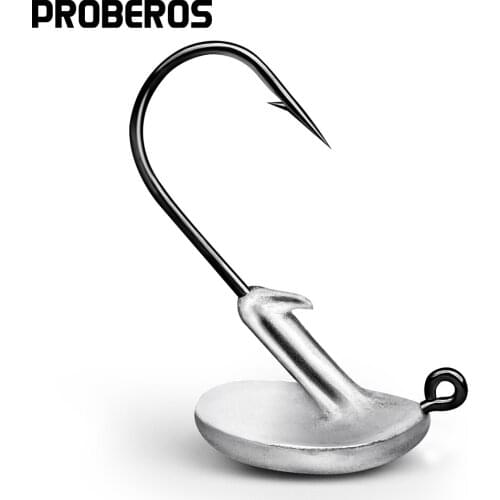 PROBEROS 5Pcs Exposed Jig Head Fishing Hooks 3.5g 5g 7g 10g 14g Jigging Fishhooks For Soft Baits Barbed Hook Fishing Tackle