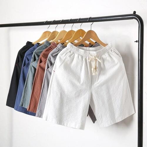 2020 New Hot Summer Linen Shorts Women Plus Size Cotton Linen Short Pants Elastic Waist Knee Length Shorts With Pockets M-5XL