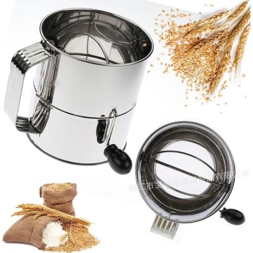 Flour Sifter Flour Sieve Cup Handheld 20 Mesh Filter Screen Ball Whisk Flour Shaker Stainless Steel Hand-pressed Bakeware Sifter