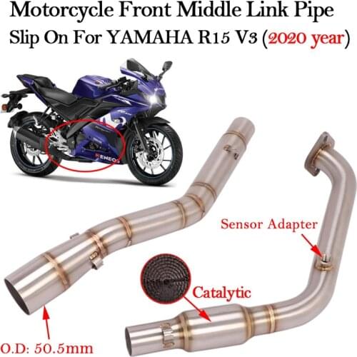 Slip On For YAMAHA R15 V3 YZF-R15 V3 2020 Year Motorcycle Exhaust Modified Escape With Catalytic Muffler Front Middle Link Pipe