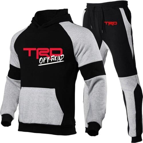 Toyota TRD Car Logo Men Sets Tracksuit Winter Jacket Fashion Hooded+Pants Casual Coats Sportswear Sports Suit for Men Clothes