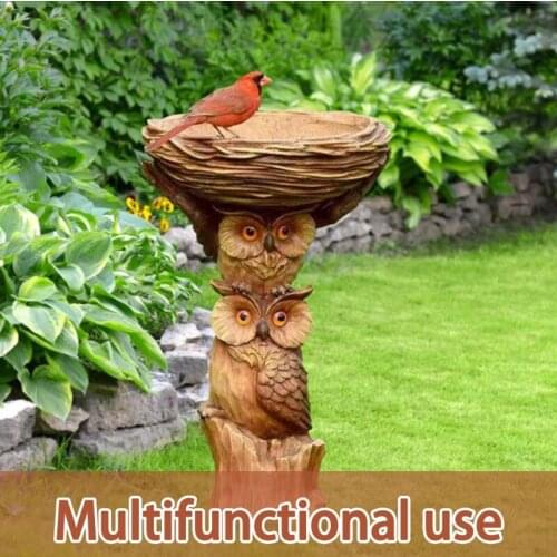Owl Nest Statue Bird Feeder Resin Ornament Outdoor Garden Statue Decoration Outdoor Landscape Resin Sculpture for Home Art