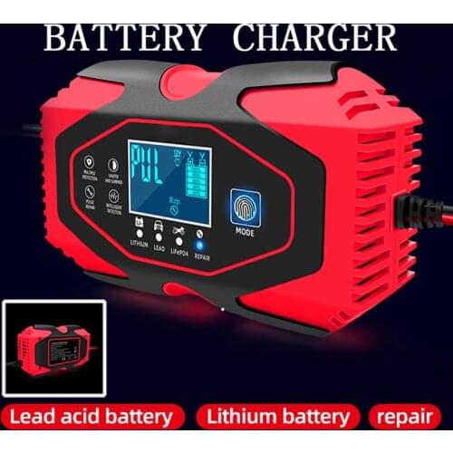 Universal Digital LCD Display Car Battery Charger 12/24V Volt Motorcycle Batteries Repair For Cars Trucks Motorcycles