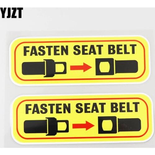 YJZT 2X 16.2CM×5.3CM Fasten Seat Belt Decal Caution Safety Strap PVC Car Sticker 12C-0087