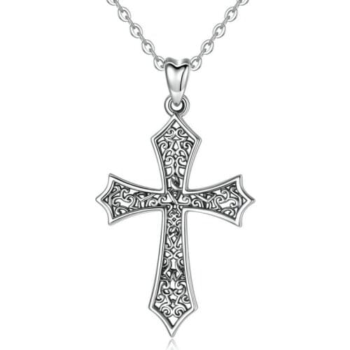 EUDORA 925 Sterling Silver Cross Pendants for Women Men Religious Jewelry Accessories Oxidized Silver Pendant Necklaces CYD440