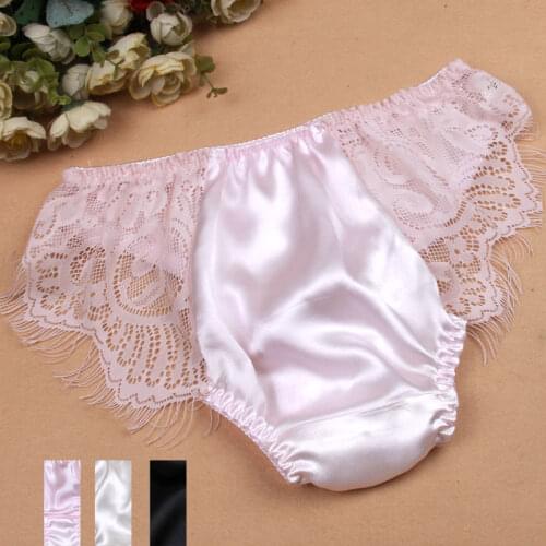 Hot Pure silk Lace Panties Women 100% Mulberry Silk Sexy Low-waist Briefs M/L/XL FREE SHIPPING