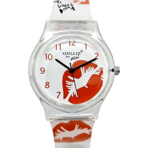 Woman Fashion WILLIS for Mini Water Resistant Watch child students Cartoon Lip prints Watch Women Leisure Wristwatch PENGNATATE