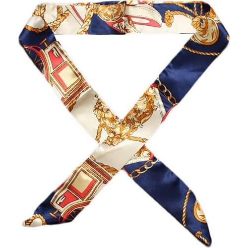 Women Mini Twill Floral Scarf Handle Tie Bag Belt Strap Handbag Accessories Headband Ribbon Bow Tie Decoration Bag Accessories