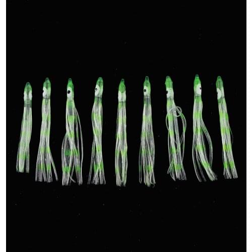 10pcs Silicone Octopus Skirts Squid Skirt Trolling Lures Soft Lures 9cm for Tuna, Marlin, Wahoo