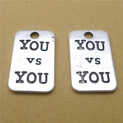 100Pcs/lot Metal YOU vs YOU Charms 13x22MM Letter Charms Jewelry Accessories