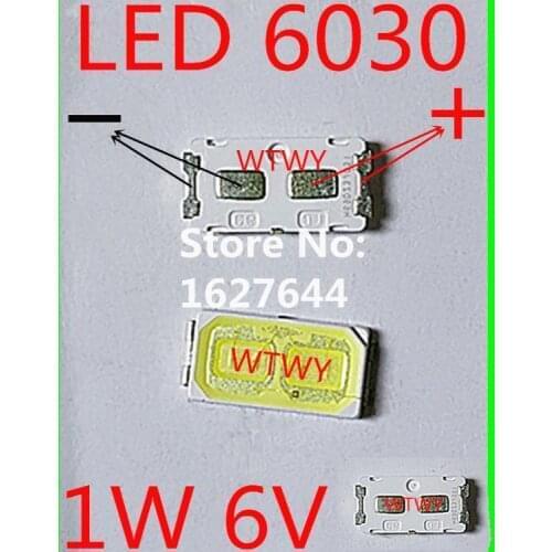 1000pcs LED 6030 LED Backlight TV High Power 1W 6V LED Backlight Cool white For LG LED LCD TV Backlight Application