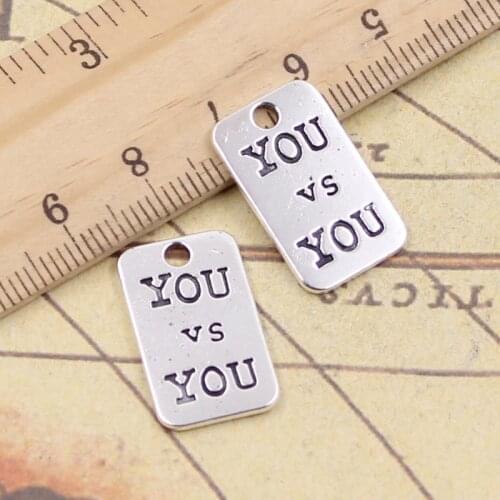 15pcs Charms Plates You Versus You 21x13mm Tibetan Silver Pendants Antique Jewelry Making DIY Handmade Craft For Necklace