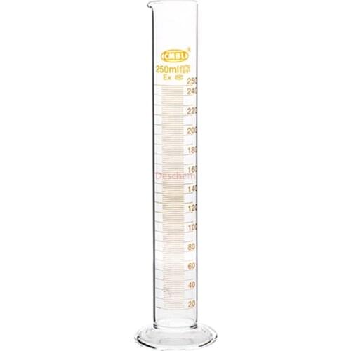 250ml Glass Measuring Cylinder With Graduated Length 320mm Dia 42mm Lab Glassware