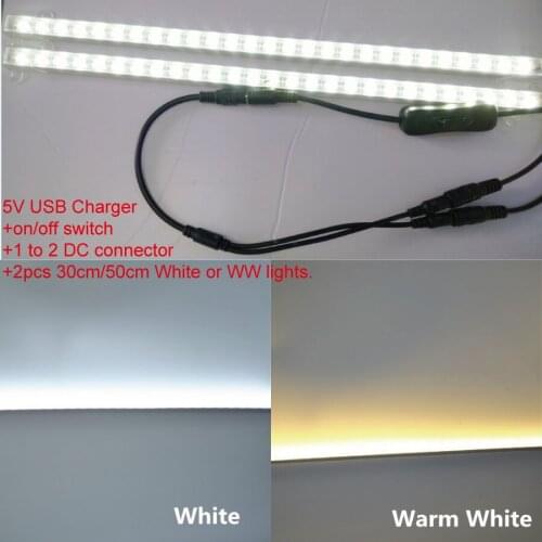 5V USB charger 30cm/50cm White/warm white/LED rigid Lights SMD5630 bar light strip light For reading room bedroom Stairs Cabinet