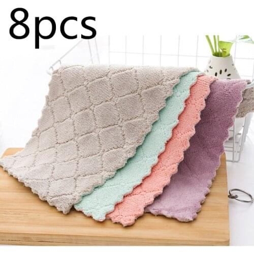 8 Pieces of Super Absorbent Microfiber Towels, Kitchen Dishcloths, Rags, Tableware Cleaning and Wiping Tools