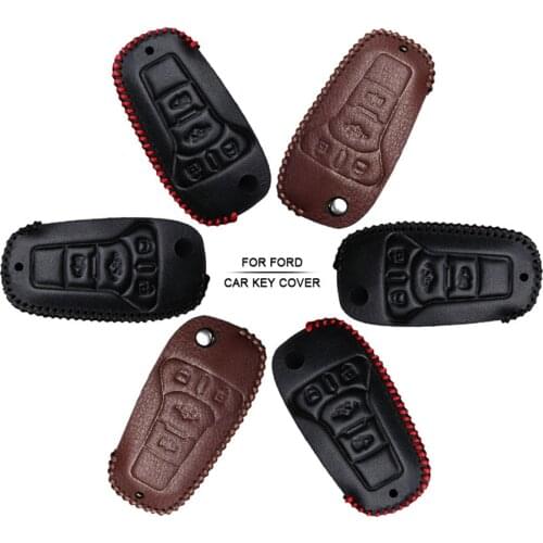 Car Accessories Key Cover Case For Ford Transit Custom Focus 2 3 MK3 MK1 ST Fiesta Hand-woven Smoky Grey Metal Keyring Keychain