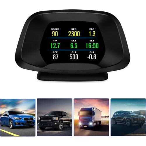 Car HUD Brake Test Scanner Head Up Display Digital Car Speedometer Meter Turbo Gauge OBD2 GPS Speed Monitoring Smart Gadget
