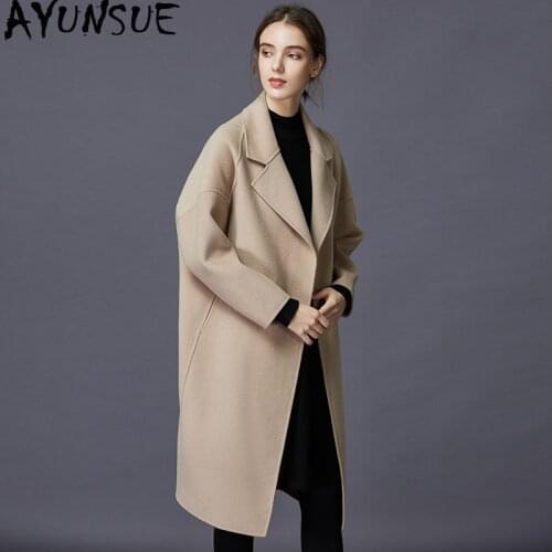AYUNSUE 100% Wool Coat 2020 Winter Jacket Women Double Side Woolen Coats and Jackets Women Korean Long Coat Abrigo Mujer MY3777