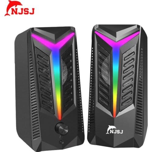 NJSJ RGB Computer Speaker AUX 3.5mm Stereo Surround Music USB Game Speaker Sound Bar For Computer 2.0 PC Laptop TV Speaker