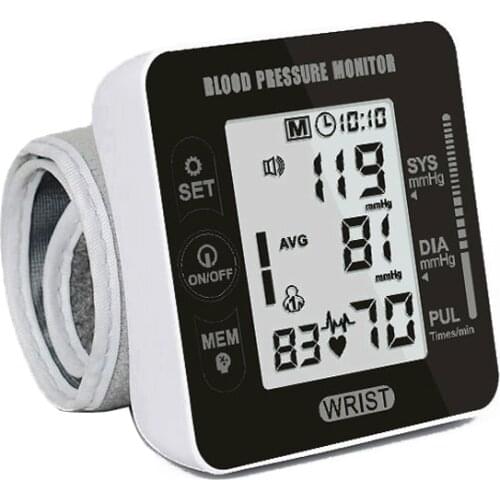 Digital Adult Blood Pressure Heart Monitor Tensiometer BP Wrist Cuff Tonometer Automatic Sphygmomanometer BP Pulse Rate Meter