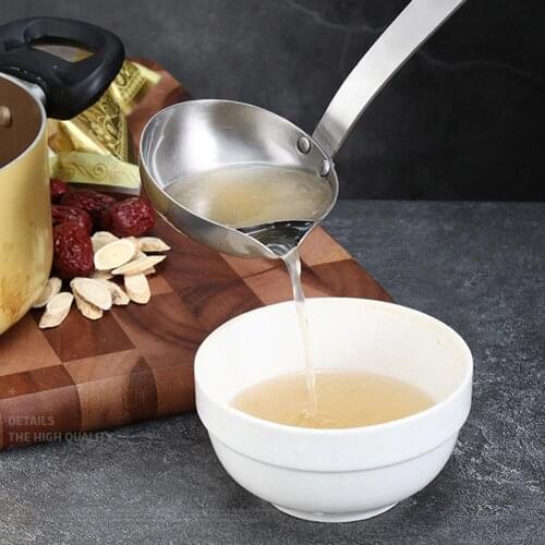 Wood/Stainless Steel Long Handle Soup Oil Separator Scoop Kitchen Colander Filtering Grease Spoon Kitchen Accessories Gadgets