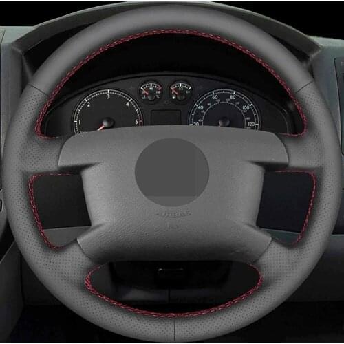 DIY Black Faux Leather Car Steering Wheel Cover For Volkswagen VW Caddy 2003-2006 Caravelle 2003-2009 T5