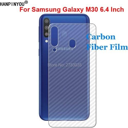 For Samsung Galaxy M30 6.4" Durable 3D Anti-fingerprint Carbon Fiber Back Skin Film Rear Screen Protector (Not Tempered Glass)