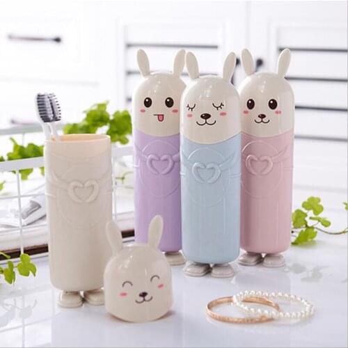Travel Wash Cup Set Wash Toothbrush Cartridge Protector Sleeve Box Bathroom Cute Cartoon Rabbit Travel Portable Toothbrush Box