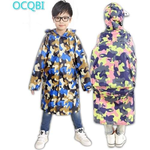Raincoat Kids Camouflage Childrens Cartoon Rain Jacket Rainwear Toddler Rain Coat Rain Poncho Nylon Bag Location
