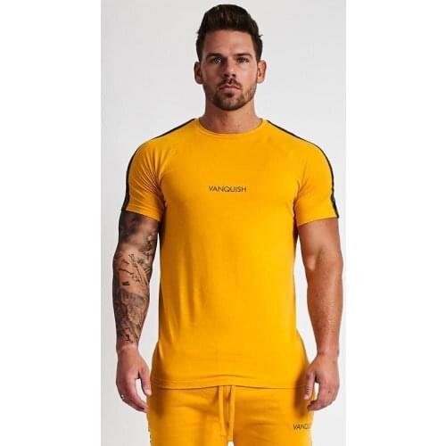Summer new fashion streetwear mens T-shirt jogger brand fitness cotton sportswear casual round neck short sleeve top