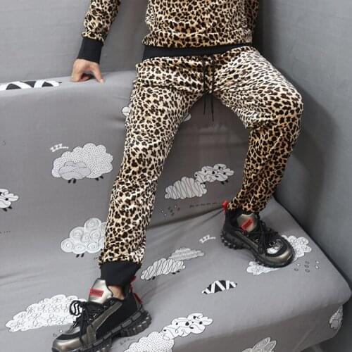 Personalized fashion show dress stage dress leopard print loose pants Harem Pants casual closure large hip hop high street