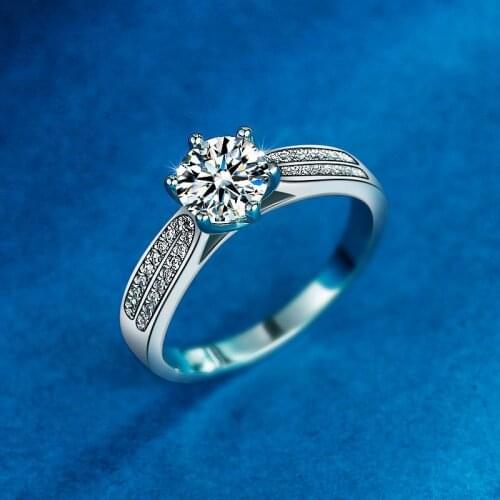 Inbeaut Big Sale Price 925 Silver Excellent Cut D Color Star Queen Moissanite Ring Pass Diamond Test 2 ct Moissanite Party Rings