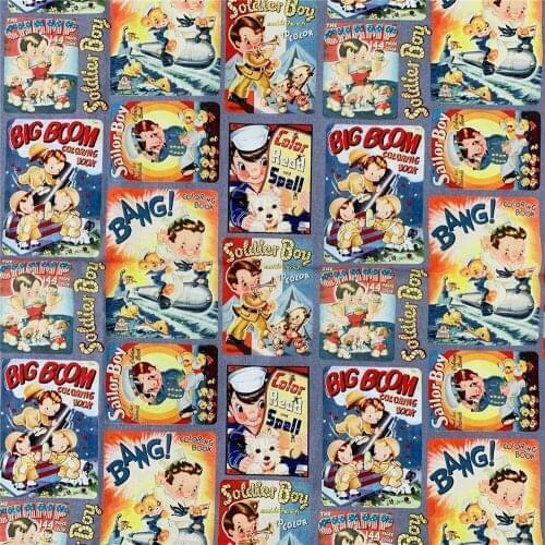 Beautiful 100% Cotton Fabric Soldier Boy Digital Print for Boy Clothes Bedding Set Hometextile Cushion Cover Backpack DIY