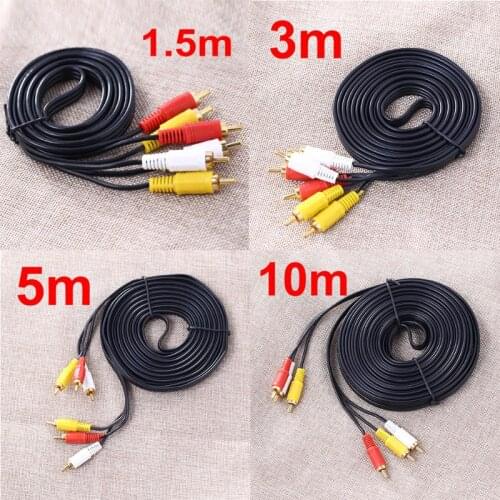 Hot 10m/5m/3m/1.5m 3 RCA Video Cable Composite Male to Male 3RCA To 3RCA Audio Video AV Cable Wire For Hi-Fi Video DVD CD Player