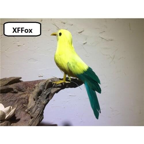 Small real life yellow&dark green bird model foam&feather simulation cute bird gift about 16cm xf2546