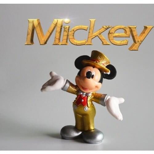 Disney Mickey Mouse golden 6cm mini Action Figures Doll Toys model children room Decoration for gift