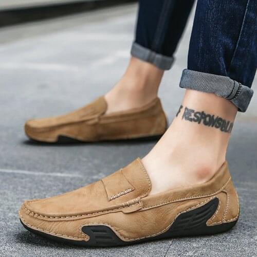 New 2021 Men Shoes Loafers Slip-Ons Loafer Leather Driving Boat Comfortable Male Plus Size Casual Shoes Flats Man Moccasins