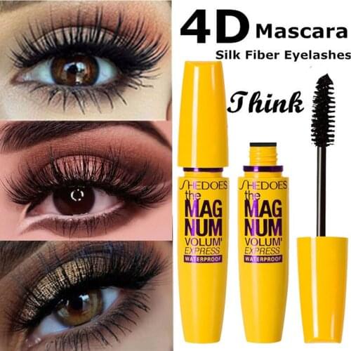 New Eye mascara for eyelashes 4D Silk Fiber Eyelashes Lengthening Mascara Waterproof Long Lasting Black Eyelashes Eye Cosmetics