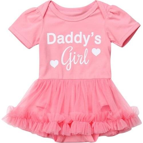 Newborn Baby Girls Clothes Pink Romper Tutu Tulle Dress Outfit Short Sleeve Baby One-Pieces Jumpsuit