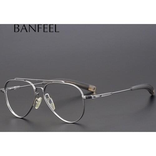 Pure Titanium Myopia Glasses Frame Men Pilot Optical Hyperopia Prescription Eyeglasses Frame Retro Full Japan Handmade Eyewear
