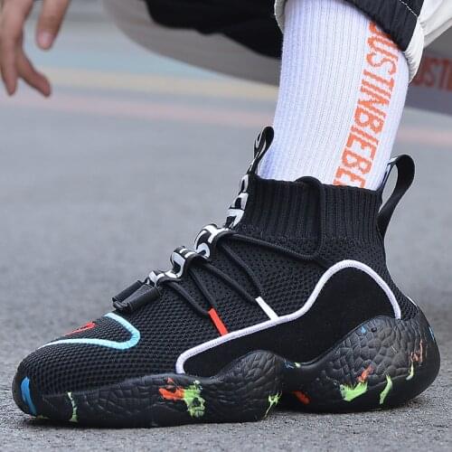 Autumn Lightweight Socks Sneakers Men High Top Shoes Comfortable Platform Sneakers For Men Couple 46 47 Plus Size Knit Trainers