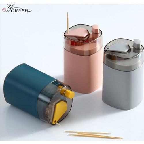 OYOREFD Creative Automatic Toothpick Dispenser Desktop Tooth Pick Holder Family Restaurant Press Type Tooth Pick Container