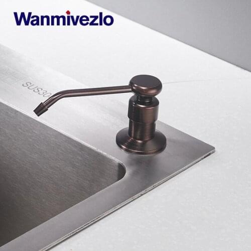 Deck Mounted Kitchen Soap Dispensers Round Pump Brushed Nickel Soap Dispensers for Kitchen Built in Counter top Dispenser