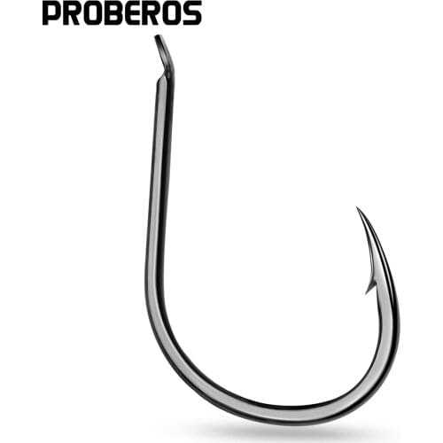 PROBEROS 1000Pcs Iseama Fishhooks 1#-15# Single Hooks High Qulity Fishing Hooks Black Color Single Big Hooks Treble Hooks