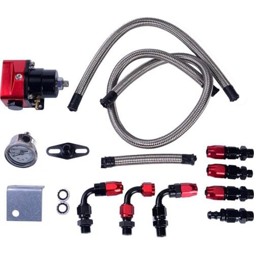 SPEEDWOW Universal Fuel Pressure Regulator FRP Adjustable With Oil 160psi Gauge AN6 Hose End Oil Fittings Adapter