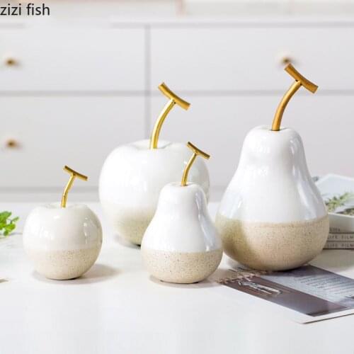 Crafts Apple Figurines Ceramic Fruits Desktop Decor Ornaments Minimalist Living Room Decoration Fruit Sculpture Home Modern
