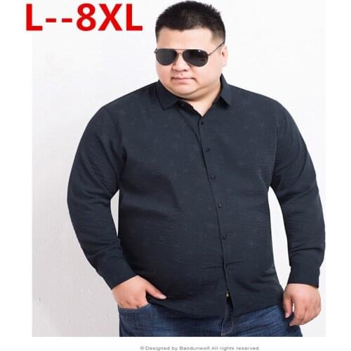 8XL 6XL Long Sleeve Shirt Men Autumn New Fashion Designer High Quality Print Shirt Non Iron Slim Fit Business Shirts Formal